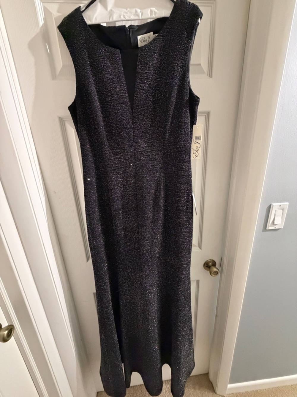 Eliza J Black Sparkle Maxi Evening Gown